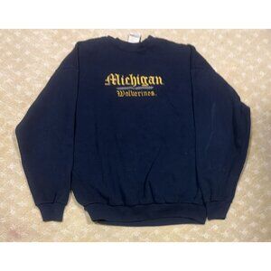 Vintage 90s Michigan Wolverines Sweatshirt Men's XL Navy Embroidered TSI